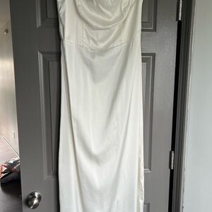 Abercrombie Elegant White Strapless Dress - Slit on Back